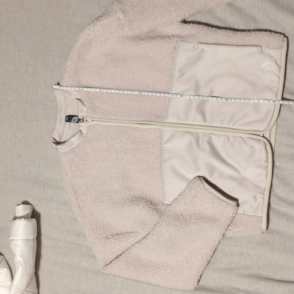 Adidas Cream Teddy Jacket Cozy Minimalist Design